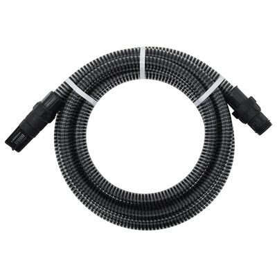 vidaXL Mangueira de sucção com conectores de PVC 1" 4 m PVC preto