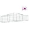 vidaXL Cestos gabi&atilde;o arqueados 15pcs 200x50x40/60 cm ferro galvanizado