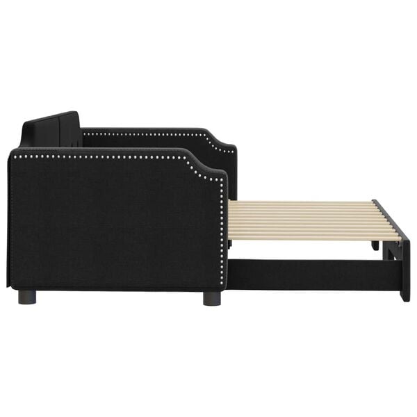 vidaXL Sof&aacute;-cama com gavet&atilde;o 90x200 cm tecido preto