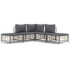 vidaXL 5 pcs conjunto lounge de jardim c/ almofad&otilde;es vime PE antracite