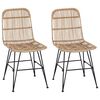 vidaXL Cadeira de Jantar 2 unid. Rattan e A&ccedil;o Natural 41 x 55 x 85 cm