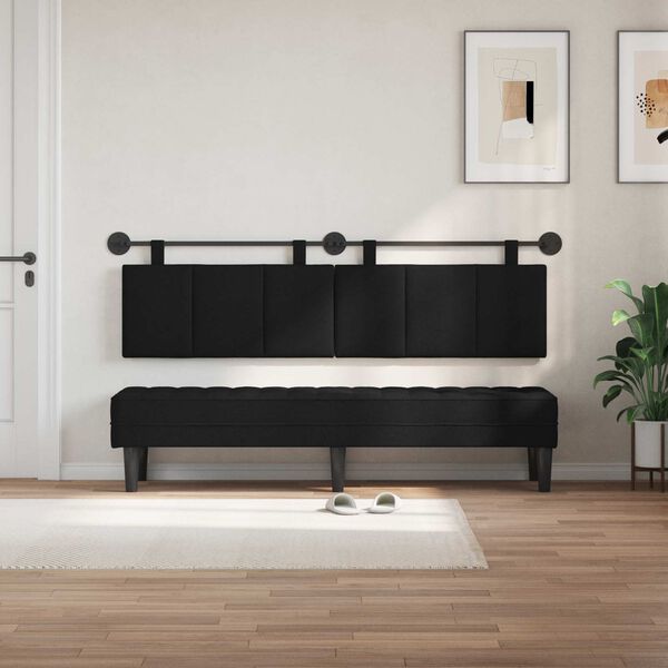 vidaXL Cabeceira Suspensa Riscas Preto 170 x 55 x 5 cm tecido