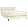 vidaXL Cama box spring c/ colch&atilde;o/LED 140x190cm couro artificial creme