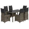 vidaXL 7 pcs conjunto bistr&ocirc; de jardim c/ almofad&otilde;es vime PE cinza