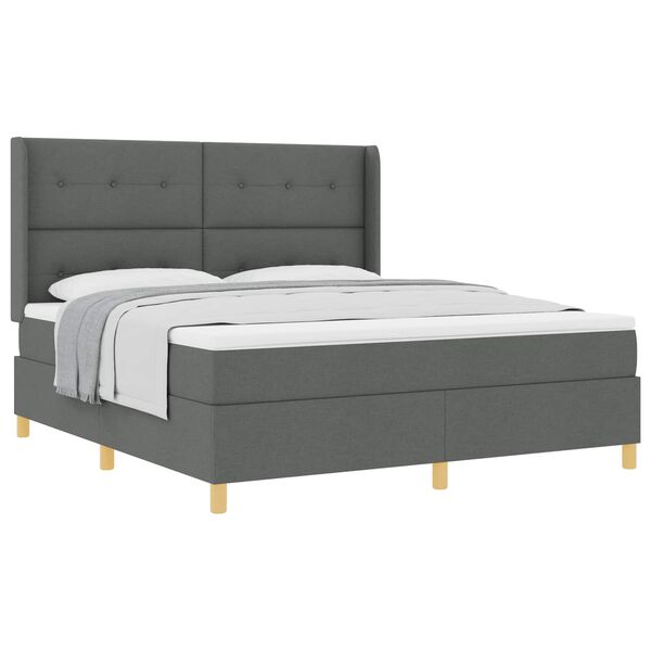 vidaXL Cama Box com colch&atilde;o Cinza Escuro 180 x 200 cm tecido