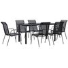 vidaXL 7 pcs conjunto de jantar para jardim a&ccedil;o e textilene preto