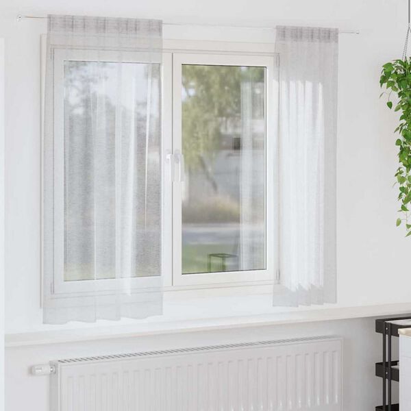 vidaXL Cortina de Voile 2 pcs Cinzento-claro 175 x 140 cm Poliéster
