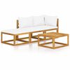 vidaXL 4 pcs conj. lounge jardim c/ almofad&otilde;es cor creme ac&aacute;cia maci&ccedil;a