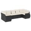 vidaXL 7 pcs conjunto de sof&aacute;s p/ jardim c/ almofad&otilde;es vime PE preto