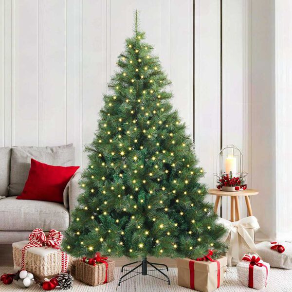 vidaXL &Aacute;rvore de Natal Artificial com 300 LEDs Verde 180 cm PE e PVC