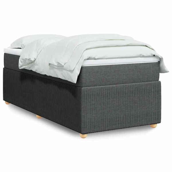 vidaXL Cama com molas/colchão 90x190 cm tecido cinza-escuro