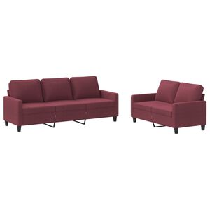 vidaXL 2 pcs conjunto de sof&aacute;s com almofad&otilde;es tecido vermelho tinto