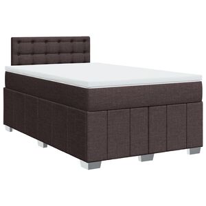 vidaXL Cama boxspring com colch&atilde;o 120x190 cm tecido castanho-escuro