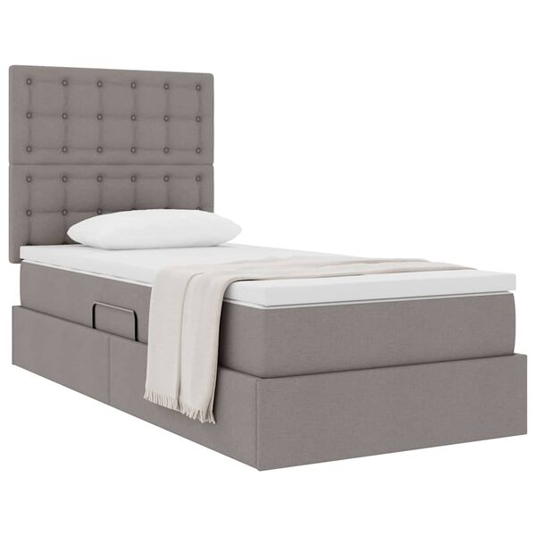vidaXL Cama com arruma&ccedil;&atilde;o e colch&atilde;o Cinzento-acastanhado 90 x 200 cm