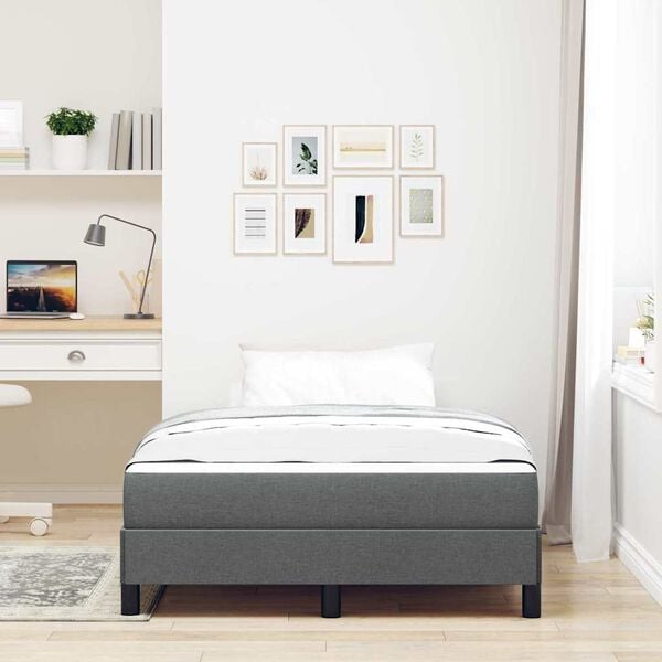vidaXL Cama Box com colch&atilde;o Cinza Escuro 120 x 190 cm tecido