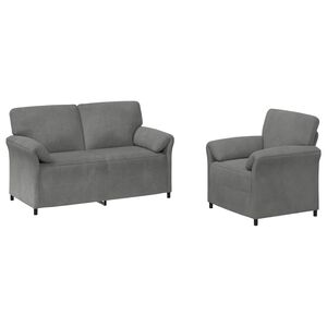 vidaXL Conjunto de Sof&aacute;s 2 unid. Cinzento-Escuro Veludo