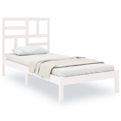 vidaXL Estrutura de cama 100x200 cm madeira maciça branco
