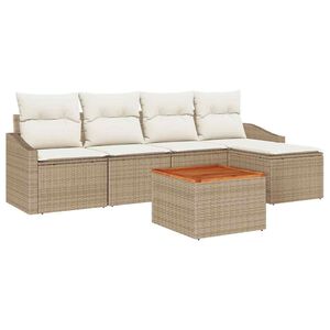 vidaXL Conjunto de Sof&aacute; de Jardim 6 unid. Bege vime PE