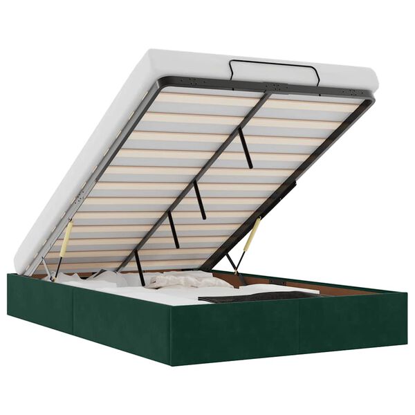 vidaXL Otomano Bed Frame No Colch&atilde;o Verde Escuro 120x200 cm Veludo