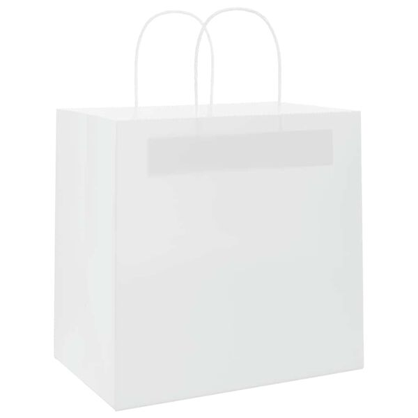 vidaXL Sacos de papel 250 unid com al&ccedil;as branco 26x17x25 cm