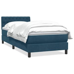 vidaXL Cama com molas/colch&atilde;o azul-escuro 80x210 cm veludo