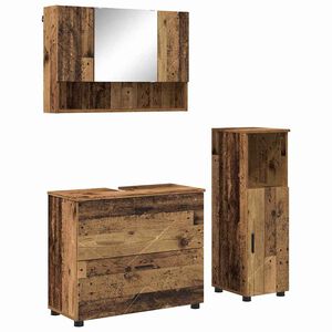 vidaXL Conjunto de M&oacute;veis para Banheiro com porta 3 pcs Madeira Antiga