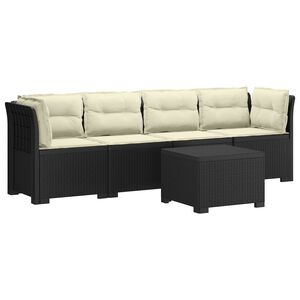 vidaXL Sof&aacute; de Jardim 4 Lugares com Almofadas Look Rattan PP Antracite