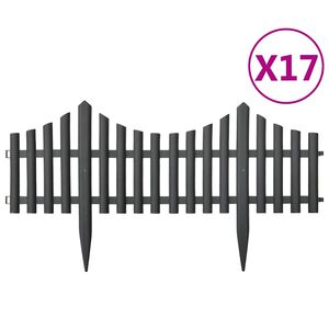 vidaXL Bordas de relvado 17 pcs 10 m PP antracite