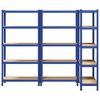 vidaXL Prateleiras de armazenamento de 5 camadas 3 pcs a&ccedil;o azul