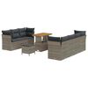 vidaXL Conjunto de Sof&aacute; de Jardim 10 pcs Cinzeto vime PE