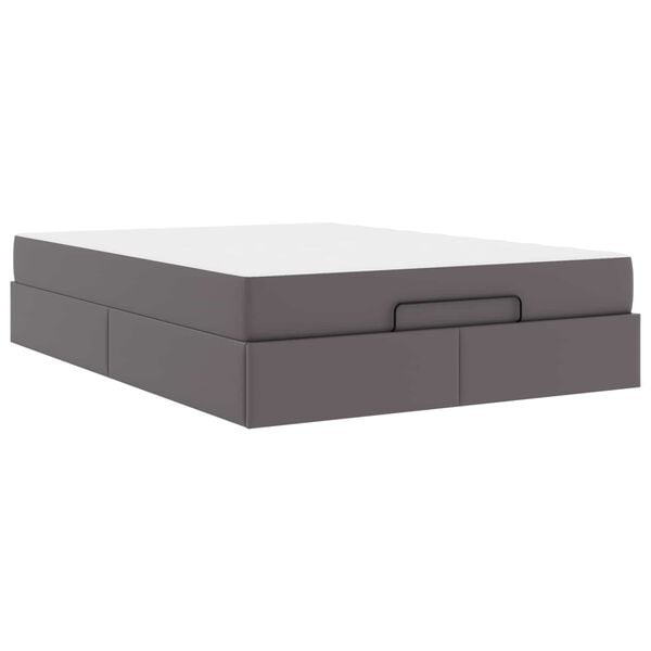 vidaXL Estrutura de cama com colch&atilde;o Outros 2 pcs Cinzeto PVC