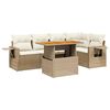 vidaXL 6 pcs conjunto de sof&aacute;s p/ jardim com almofad&otilde;es vime PE bege