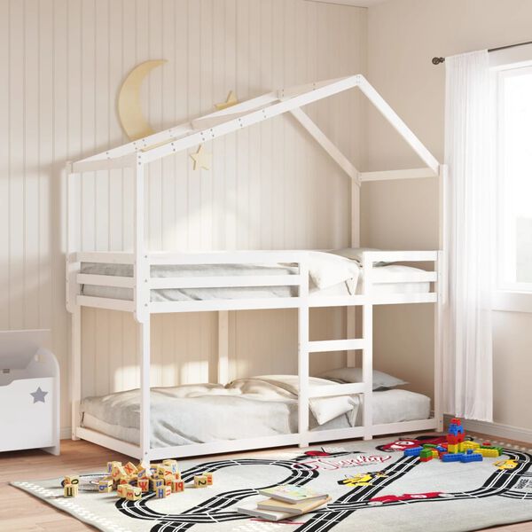 vidaXL Telhado de cama infantil 203x95,5x142 cm pinho maciço branco
