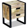 vidaXL Mesa apoio 2 gavetas madeira de manga s&oacute;lida 43x33x51 cm