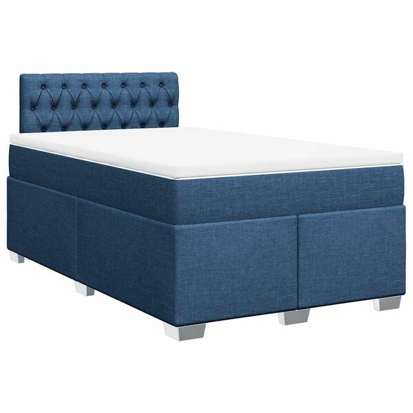 vidaXL Cama boxspring com colch&atilde;o 120x190 cm tecido azul