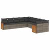 vidaXL 10 pcs conjunto sof&aacute;s de jardim c/ almofad&otilde;es vime PE cinzento