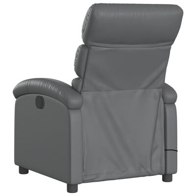 vidaXL Poltrona de massagens reclinável couro artificial cinzento