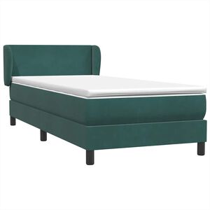 vidaXL Cama com molas/colch&atilde;o verde-escuro 90x210 cm veludo