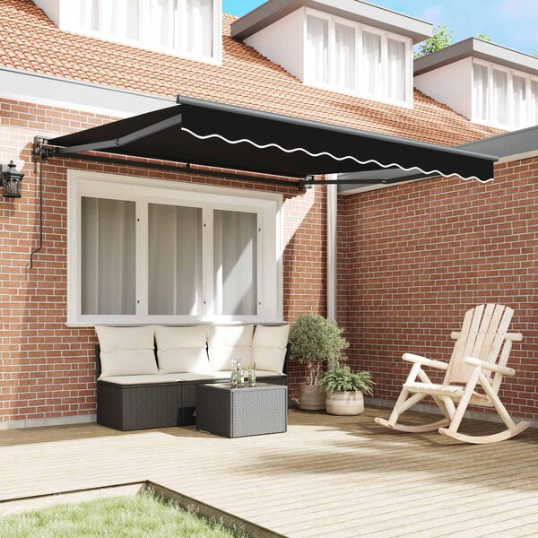 vidaXL Toldo Retr&aacute;til Preto 300 x 250 cm Alum&iacute;nio e Tecido