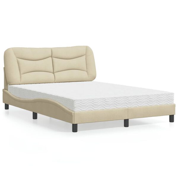 vidaXL Cama com colch&atilde;o Hvar 120x200 cm tecido cor creme
