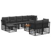 vidaXL Conjunto de Sof&aacute;s para Exterior 10 pcs Preto e Cinza Escuro