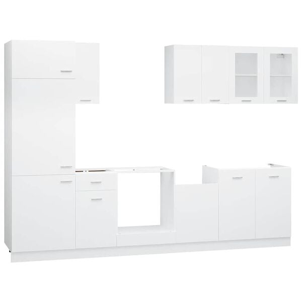 vidaXL 8 pcs conjunto arm&aacute;rios de cozinha derivados de madeira Lyon branco