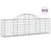 vidaXL Cestos gabi&atilde;o arqueados 15pcs 200x30x60/80 cm ferro galvanizado