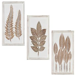 vidaXL Decora&ccedil;&atilde;o Art&iacute;stica 3 unid. 40 x 40 x 1,5 cm Marrom e Branco