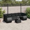 vidaXL 8 pcs conjunto sof&aacute;s de jardim com almofad&otilde;es vime PE preto