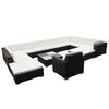 vidaXL 12 pcs conjunto lounge de jardim c/ almofad&otilde;es vime PE preto