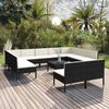 vidaXL 12 pcs conjunto lounge de jardim c/ almofad&otilde;es vime PE preto