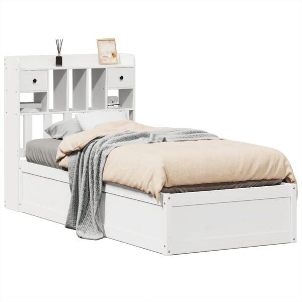 vidaXL Cama sem colchão 75x190 cm madeira de pinho maciça branco