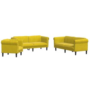 vidaXL 3 pcs conjunto de sof&aacute;s veludo amarelo
