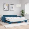 vidaXL Sof&aacute;-cama com gavet&atilde;o e colch&otilde;es 100x200 cm veludo azul